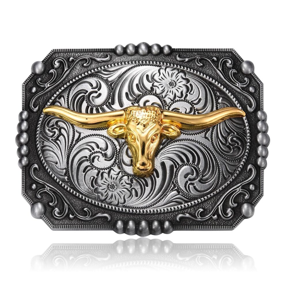4898 Longhorn Belt Buckle Teens, Vintage Antique Solid Metal Belt Buckles